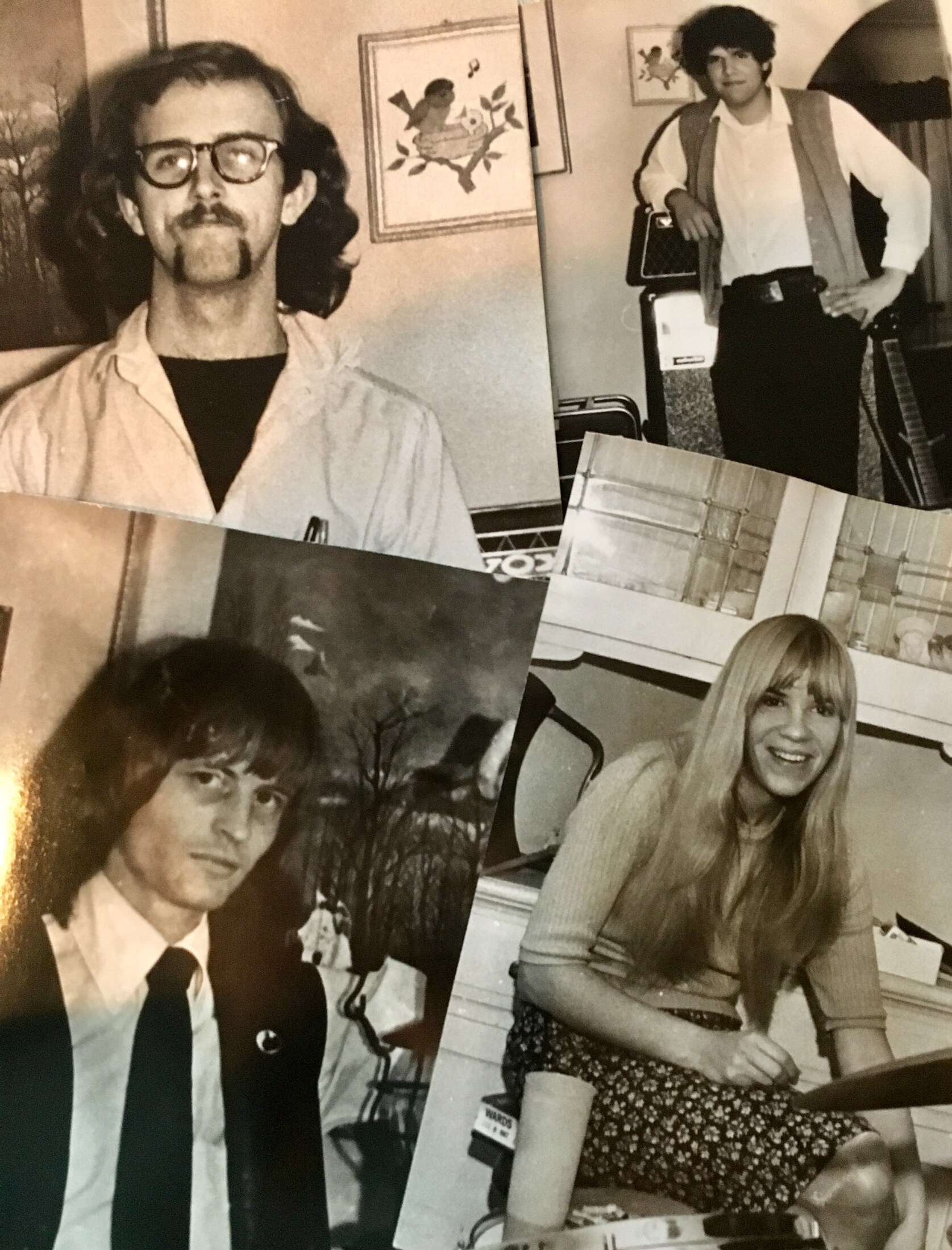 Family collage of Nancy Morgan and Jacques Aknin across the years